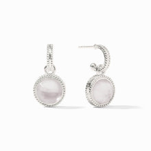 Load image into Gallery viewer, Julie Vos Silver Fleur-de-Lis Hoop &amp; Charm Earring -Iridescent Clear Crystal
