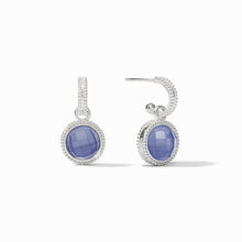 Load image into Gallery viewer, Julie Vos Silver Fleur-de-Lis Hoop &amp; Charm Earring -Iridescent Tanzanite Blue
