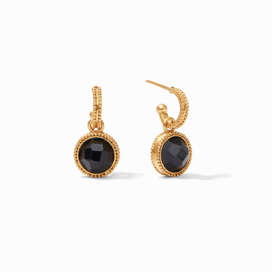 Julie Vos Fleur-de-Lis Hoop & Charm Earrings -Obsidian Black