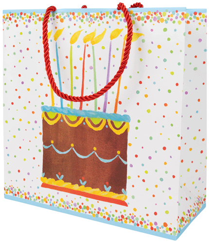 Gift Bag -Med Sq -Birthday Cake