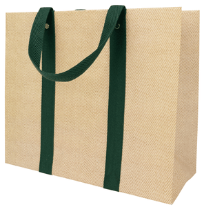 Gift Bag -Lg -Jute & Twill Natural/Hunter