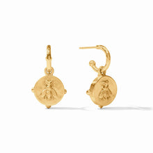 Load image into Gallery viewer, Julie Vos Honeybee Hoop &amp; Charm Earrings -Cubic Zirconia
