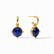 Load image into Gallery viewer, Julie Vos Honeybee Hoop &amp; Charm Earrings -Iridescent Sapphire Blue
