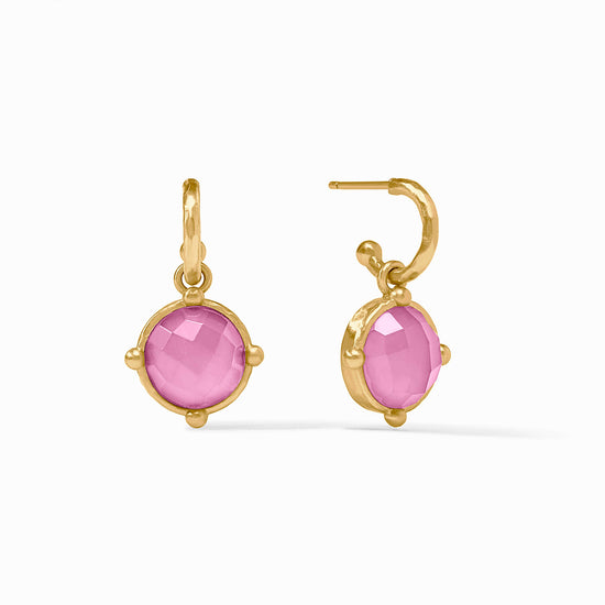 Julie Vos Honeybee Hoop & Charm Earrings -Iridescent Tourmaline Pink
