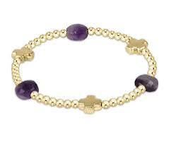 enewton Admire Signature Cross Gold Bead Bracelet -Amethyst