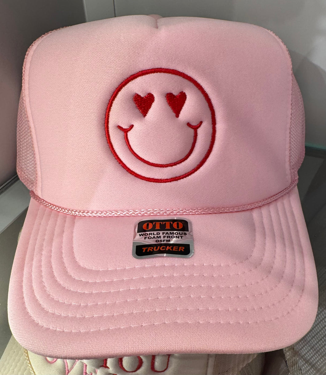 Pink Smiley Face Trucker Hat