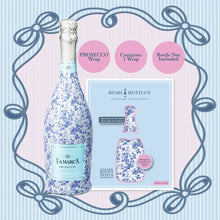 Load image into Gallery viewer, Grandmillenial Blue Floral Prosecco Bottle Wrap
