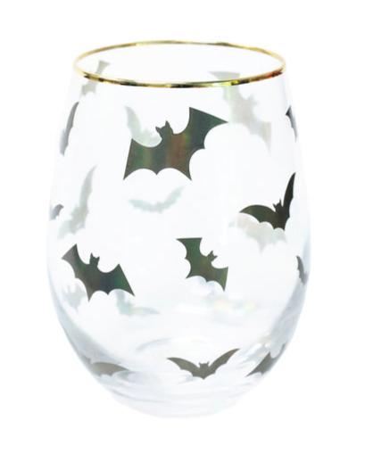 Halloween Wine Glass -Bats