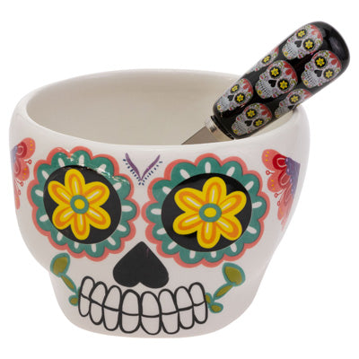 No Vida Cantina Skull Bowl & Spreader