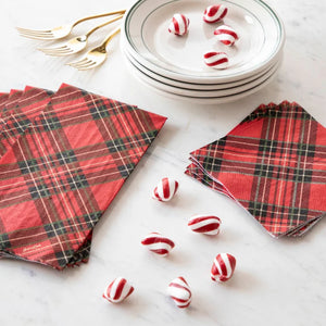 H&C Cocktail Napkins -Red Plaid