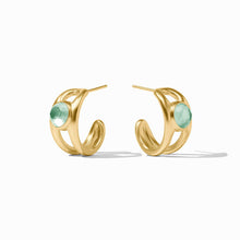 Load image into Gallery viewer, Julie Vos Laguna Stone Hoops -Iridescent Aquamarine Blue
