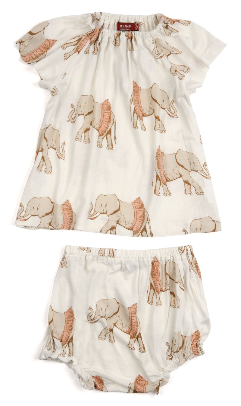 MilkBarn Dress & Bloomer Set -Tutu Elephant 3-6M