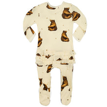 Load image into Gallery viewer, MilkBarn Ruffle Footed Romper -Honey Bear
