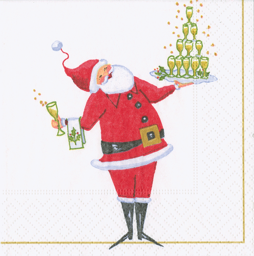 Cocktail Napkins -Santa Serving Drinks