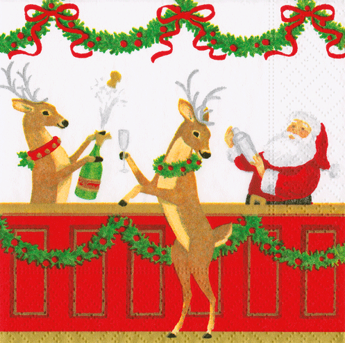 Cocktail Napkins -Santa's Bar