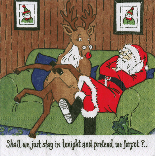 Cocktail Napkins -Santa At Home