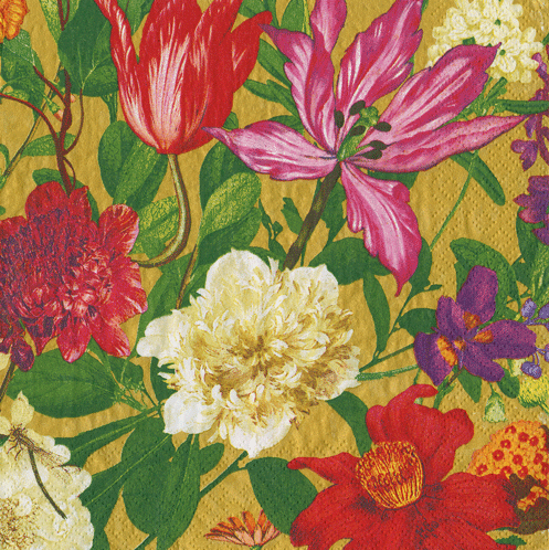 Cocktail Napkins -Dutch Floral Gold