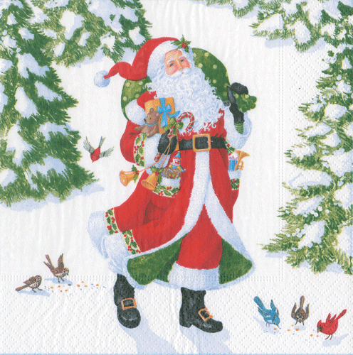 Cocktail Napkins -Woodland Santa