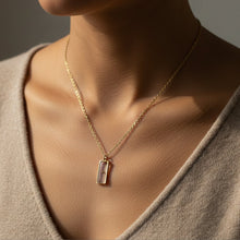 Load image into Gallery viewer, L&amp;E Faith Over Fear Mustard Seed Necklace -Rectangle Matthew 17:20
