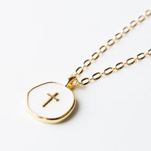 Load image into Gallery viewer, L&amp;E Faith over Fear Necklace -White Cross
