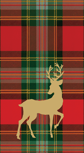 Guest Towel Napkins -Reindeer Tartan Red