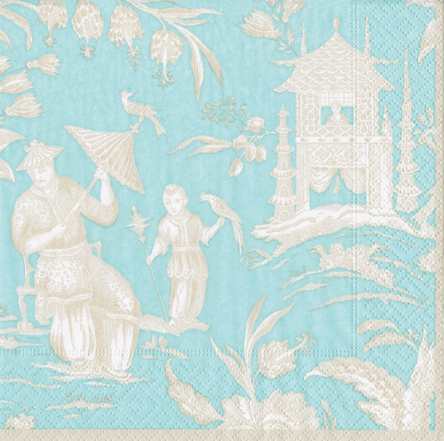 Cocktail Napkins -Silk Road Toile Robin's Egg