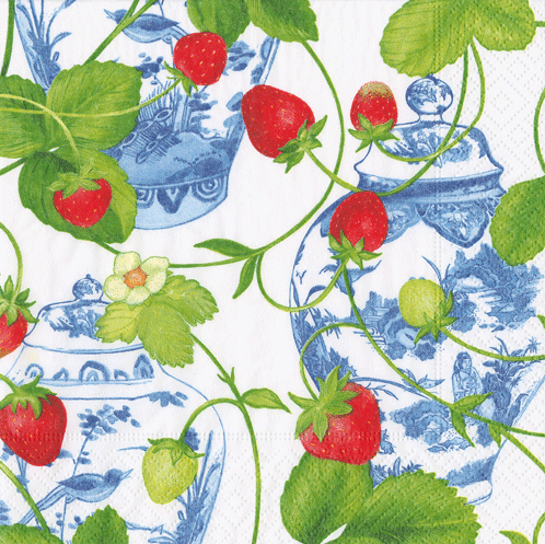Cocktail Napkins -Strawberries And Cream