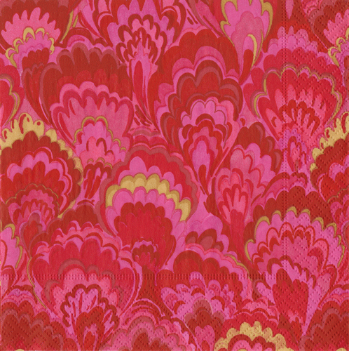 Cocktail Napkins -Marbled Ceramica Red/Fuchsia