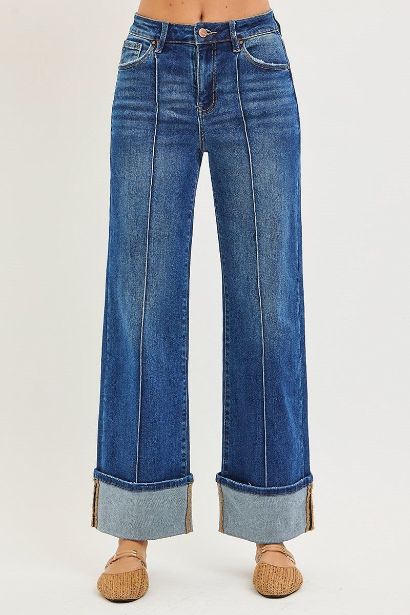 Risen HR Ankle Wide Turn Up Jeans
