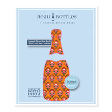 Load image into Gallery viewer, Indian Red Leaf Blockprint Prosecco Bottle Wrap
