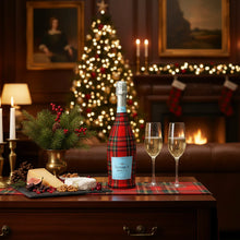 Load image into Gallery viewer, Red and Green Christmas Tartan Prosecco Bottle Wrap
