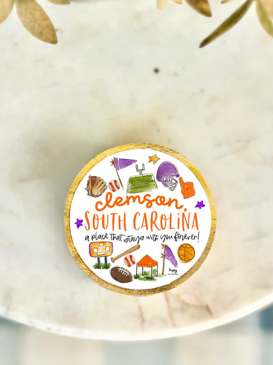 Collegiate Wood & Enamel Small Tray -Clemson