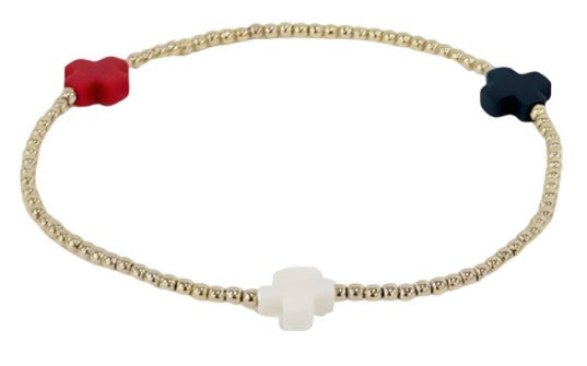 enewton Gold Signature Cross Bracelet -2mm -Firecracker