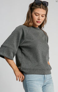 U 3/4 Sleeve Raglan Top