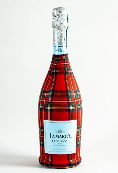 La Marca Red and Green Christmas Tartan Bottle Wrap
