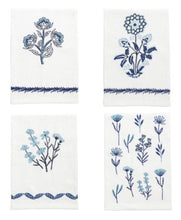 Load image into Gallery viewer, Blue &amp; White Floral Embroidered Tea Towel
