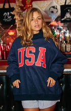 Load image into Gallery viewer, Reversible Mock Neck Sweatshirt -USA &amp; Flag
