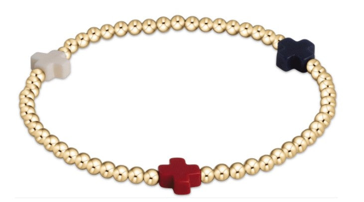 enewton Gold Signature Cross Bracelet -3mm -Firecracker