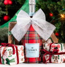 Load image into Gallery viewer, La Marca Red and Green Christmas Tartan Bottle Wrap

