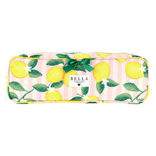 Load image into Gallery viewer, Bella Quilted Hair Tool Bag -Pink Stripes &amp; Lemons
