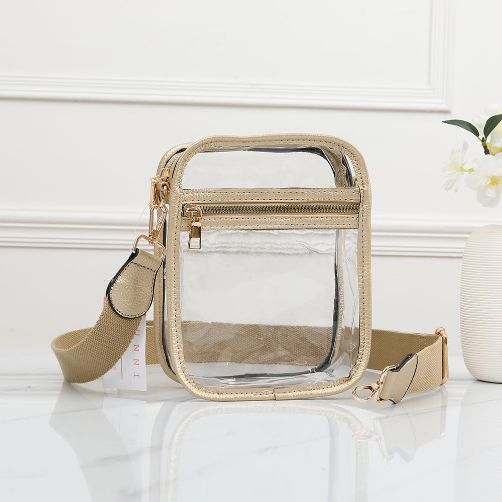 Clear Square Crossbody Bag -Gold