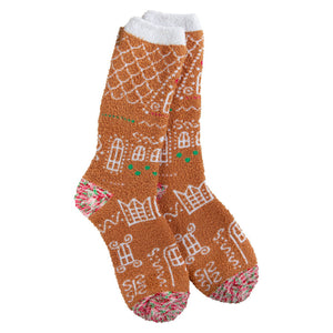 WS Socks Holiday Cozy Crew -Gingerbread House