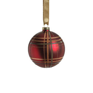 Plaid Glass Ball Ornament