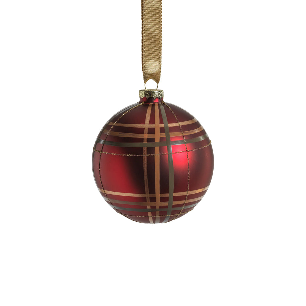 Plaid Glass Ball Ornament