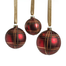 Load image into Gallery viewer, Plaid Glass Ball Ornament
