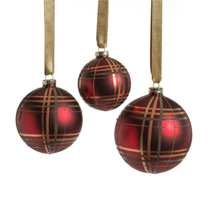 Plaid Glass Ball Ornament