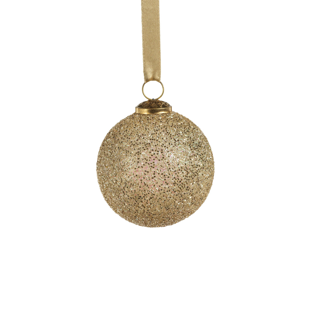 Gold Beaded Glass Ornament