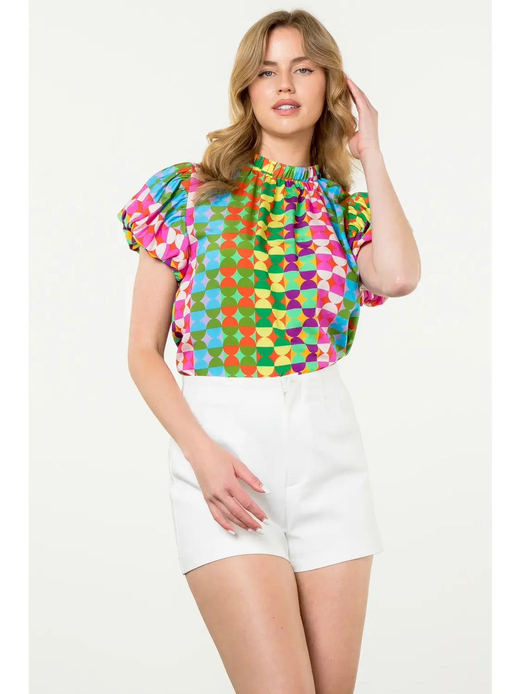 Th Puff Sleeve Print Top