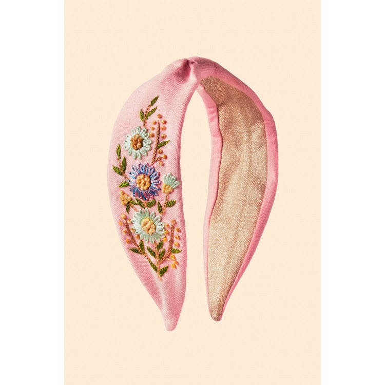 Embroidered Perfect Posie Headband -Petal