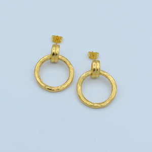 NY Gold Hammered Link Door Knocker Earrings